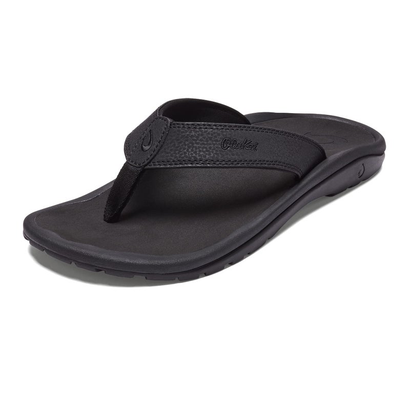 OLUKAI Ohana Men's Beach Sandals, Water Resistant Flip Flops, Arch Support & Comfort Fit, Lightweight & Durable, Enhanced Grip & Traction, Black/Black, 12 - Image 1